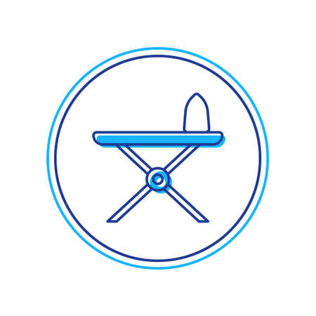 Filled outline Electric iron and ironing board icon isolated on white background. Steam iron. Vectorのイラスト素材