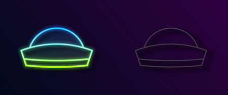 Glowing neon line Sailor hat icon isolated on black background. Vectorのイラスト素材