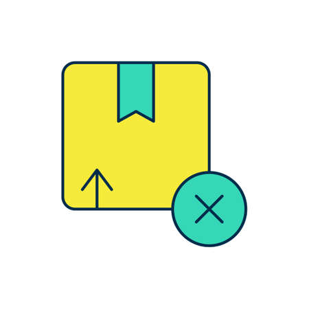 Filled outline Carton cardboard box icon isolated on white background. Box, package, parcel sign. Delivery and packaging. Vectorのイラスト素材