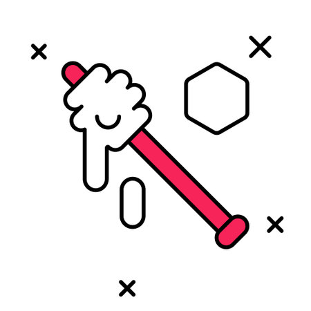 Filled outline Honey dipper stick icon isolated on white background. Honey ladle. Vectorのイラスト素材