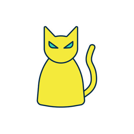 Filled outline Black cat icon isolated on white background. Happy Halloween party. Vectorのイラスト素材