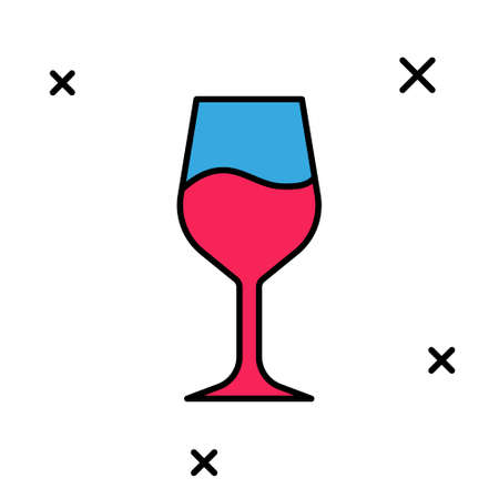 Filled outline Wine glass icon isolated on white background. Wineglass sign. Vectorのイラスト素材