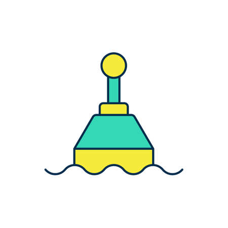 Filled outline Floating buoy on the sea icon isolated on white background. Vector