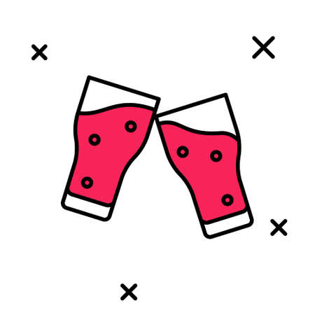 Filled outline Glass of beer icon isolated on white background. Vectorのイラスト素材