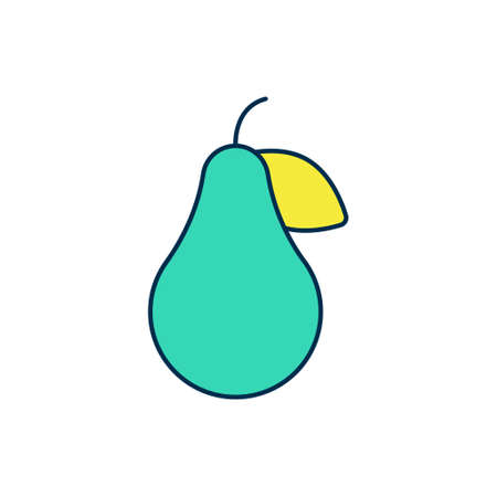 Filled outline Pear icon isolated on white background. Fruit with leaf symbol. Vectorのイラスト素材