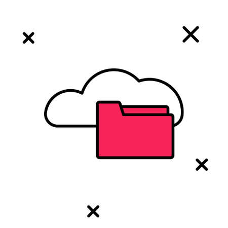 Filled outline Cloud or online library icon isolated on white background. Internet education or distance training. Vectorのイラスト素材