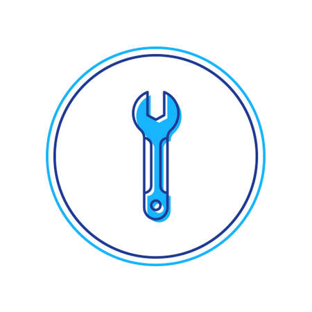 Filled outline Wrench spanner icon isolated on white background. Spanner repair tool. Service tool symbol. Vectorのイラスト素材