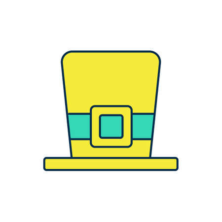 Filled outline Leprechaun hat icon isolated on white background. Happy Saint Patricks day. National Irish holiday. Vectorのイラスト素材
