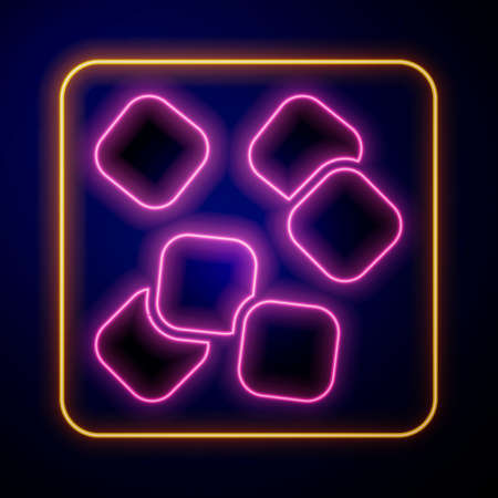 Glowing neon Sugar cubes icon isolated on black background. Sweet, nutritious, tasty. Refined sugar. Vectorのイラスト素材