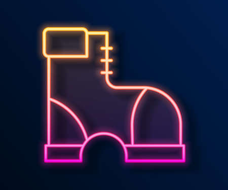 Glowing neon line Hunter boots icon isolated on black background. Vectorのイラスト素材
