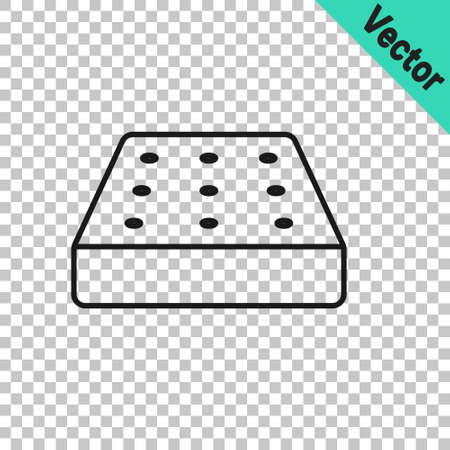 Black line Mattress icon isolated on transparent background. Padded comfortable sleeping bed mattress. Vectorのイラスト素材