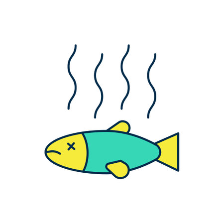Filled outline Dead fish icon isolated on white background. Rotten fish. Vectorのイラスト素材
