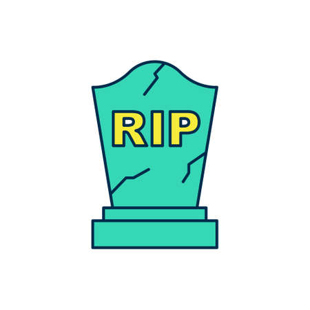 Filled outline Tombstone with RIP written on it icon isolated on white background. Grave icon. Happy Halloween party. Vectorのイラスト素材