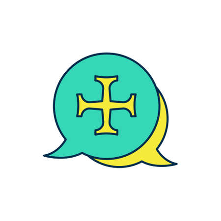Filled outline Crusade icon isolated on white background. Vectorのイラスト素材