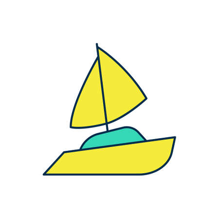 Filled outline Yacht sailboat or sailing ship icon isolated on white background. Sail boat marine cruise travel. Vectorのイラスト素材