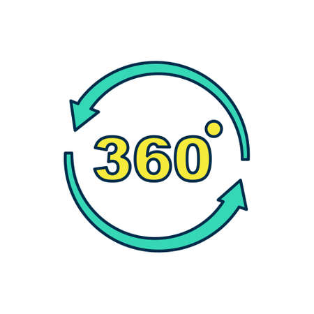 Filled outline 360 degree view icon isolated on white background. Virtual reality. Angle 360 degree camera. Panorama photo. Vectorのイラスト素材