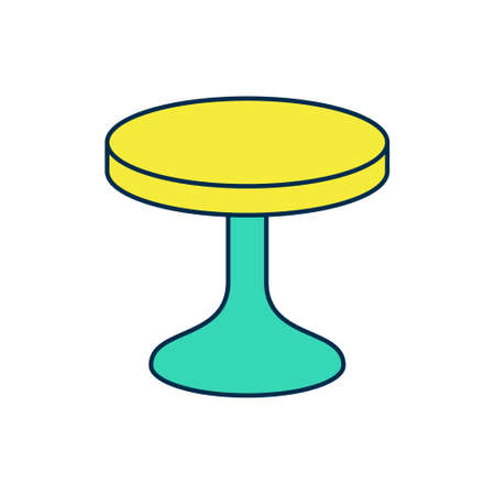Filled outline Round table icon isolated on white background. Vector