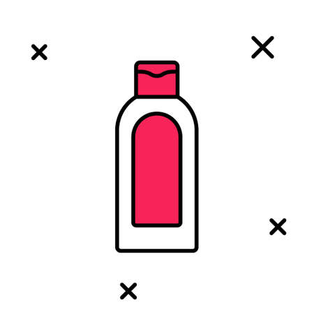 Filled outline Bottle of shampoo icon isolated on white background. Vectorのイラスト素材