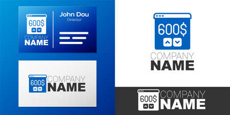 Logotype Monitor with dollar icon isolated on white background. Sending money around the world, money transfer, online banking, financial transaction. Logo design template element. Vectorのイラスト素材