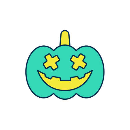 Filled outline Pumpkin icon isolated on white background. Happy Halloween party. Vectorのイラスト素材