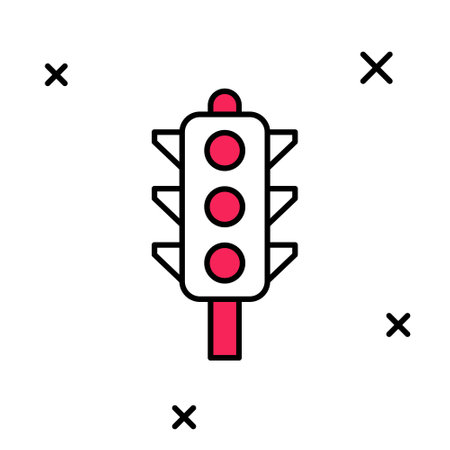 Filled outline Traffic light icon isolated on white background. Vectorのイラスト素材