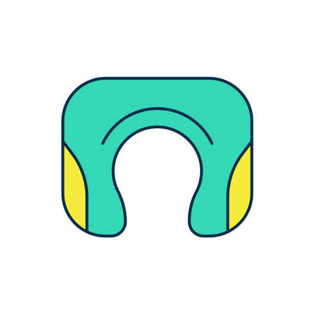 Filled outline Travel neck pillow icon isolated on white background. Pillow U-shaped. Vectorのイラスト素材