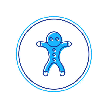 Filled outline Holiday gingerbread man cookie icon isolated on white background. Cookie in shape of man with icing. Vectorのイラスト素材