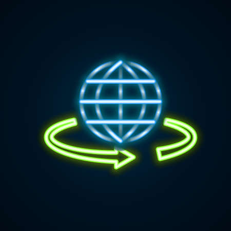 Glowing neon line 3d modeling icon isolated on black background. Augmented reality or virtual reality. Colorful outline concept. Vectorのイラスト素材