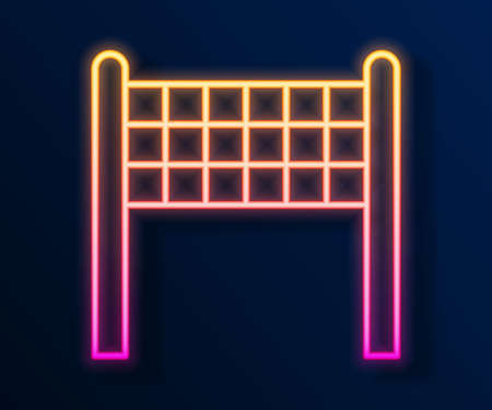 Glowing neon line Volleyball net icon isolated on black background. Vectorのイラスト素材