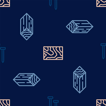 Set line Metallic nails, Wooden beam and on seamless pattern. Vectorのイラスト素材