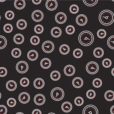 Line Clock icon isolated seamless pattern on black background. Time symbol. Vectorのイラスト素材