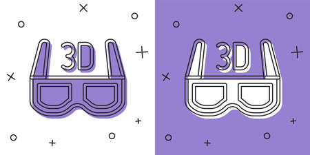 Set 3D cinema glasses icon isolated on white and purple background. Vectorのイラスト素材