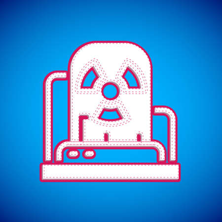 White Radioactive warning lamp icon isolated on blue background. Vectorのイラスト素材