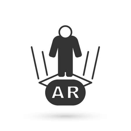 Grey Augmented reality AR icon isolated on white background. Virtual futuristic wearable devices. Vectorのイラスト素材