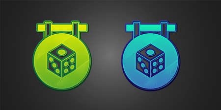 Green and blue Game dice icon isolated on black background. Casino gambling. Vectorのイラスト素材