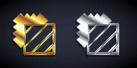 Gold and silver Layers clothing textile icon isolated on black background. Element of fabric features. Long shadow style. Vectorのイラスト素材