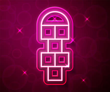 Glowing neon line Hopscotch icon isolated on red background. Children asphalt coating drawing. Vectorのイラスト素材