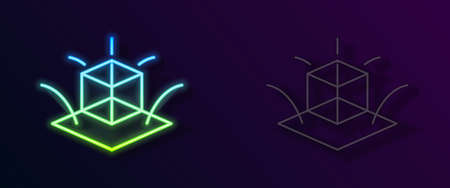 Glowing neon line 3d modeling icon isolated on black background. Augmented reality or virtual reality. Vectorのイラスト素材