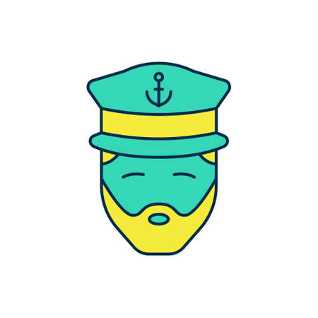 Filled outline Captain of ship icon isolated on white background. Travel tourism nautical transport. Voyage passenger ship, cruise liner. Vectorのイラスト素材