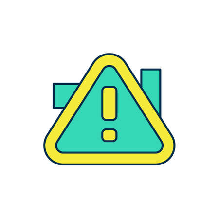 Filled outline Exclamation mark in triangle icon isolated on white background. Hazard warning sign, careful, attention, danger warning important. Vectorのイラスト素材