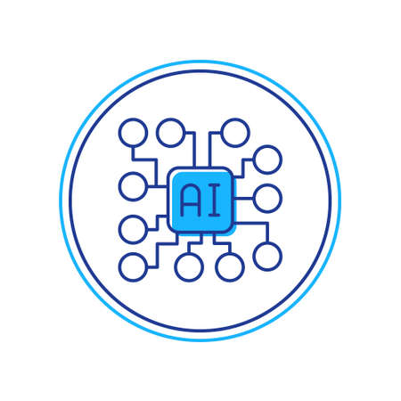 Filled outline Neural network icon isolated on white background. Artificial intelligence AI. Vector