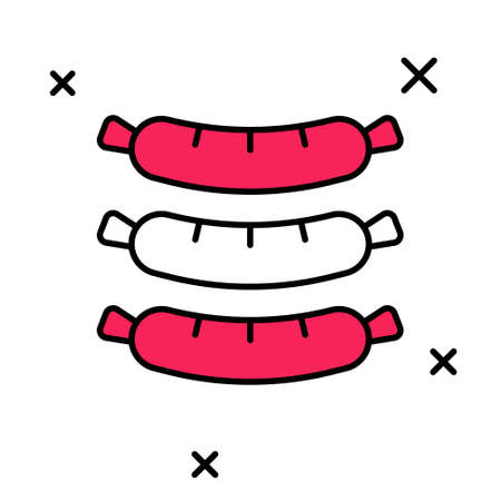 Filled outline Sausage icon isolated on white background. Grilled sausage and aroma sign. Vectorのイラスト素材