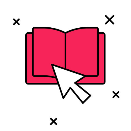 Filled outline Online book icon isolated on white background. Internet education concept, e-learning resources, distant online courses. Vectorのイラスト素材