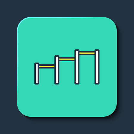 Filled outline Sport horizontal bar icon isolated on blue background. Turquoise square button. Vectorのイラスト素材
