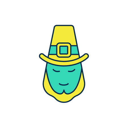 Filled outline Leprechaun icon isolated on white background. Happy Saint Patricks day. National Irish holiday. Vectorのイラスト素材