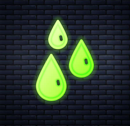 Glowing neon Drops of honey icon isolated on brick wall background. Honey cells symbol. Sweet natural food. Vectorのイラスト素材