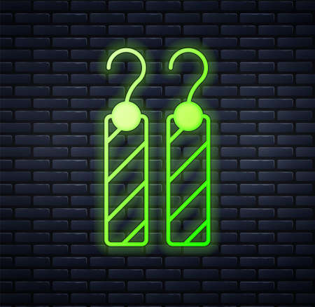 Glowing neon Earrings icon isolated on brick wall background. Jewelry accessories. Vectorのイラスト素材