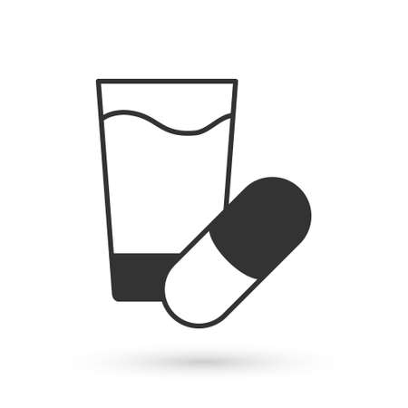 Grey Sleeping pill icon isolated on white background. Vectorのイラスト素材