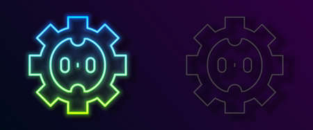 Glowing neon line Electrical outlet icon isolated on black background. Power socket. Rosette symbol. Vectorのイラスト素材