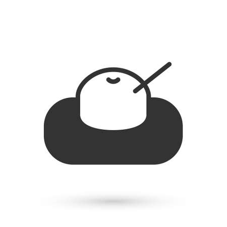 Grey Mochi icon isolated on white background. Japanese traditional weet soft dessert. Ball of rice flour with bean paste. Vectorのイラスト素材